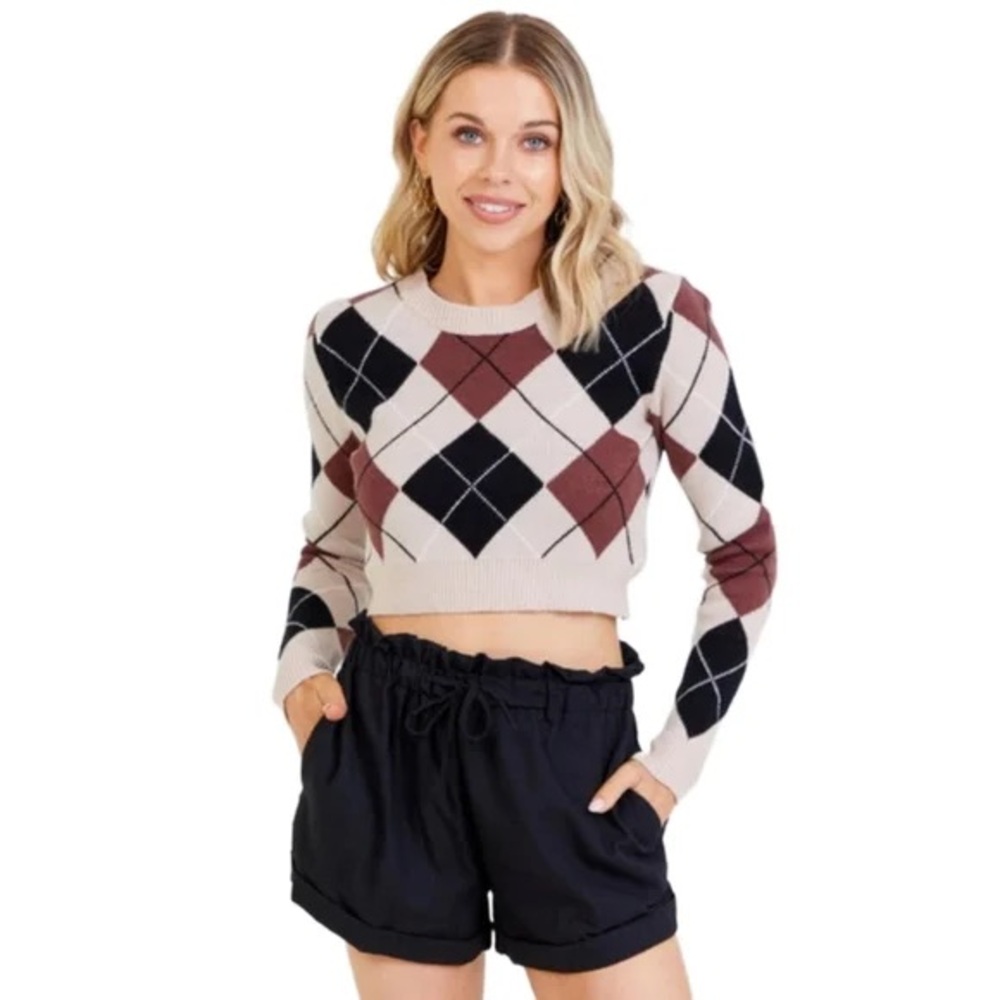 Altar'd State Argyle Cropped Sweater